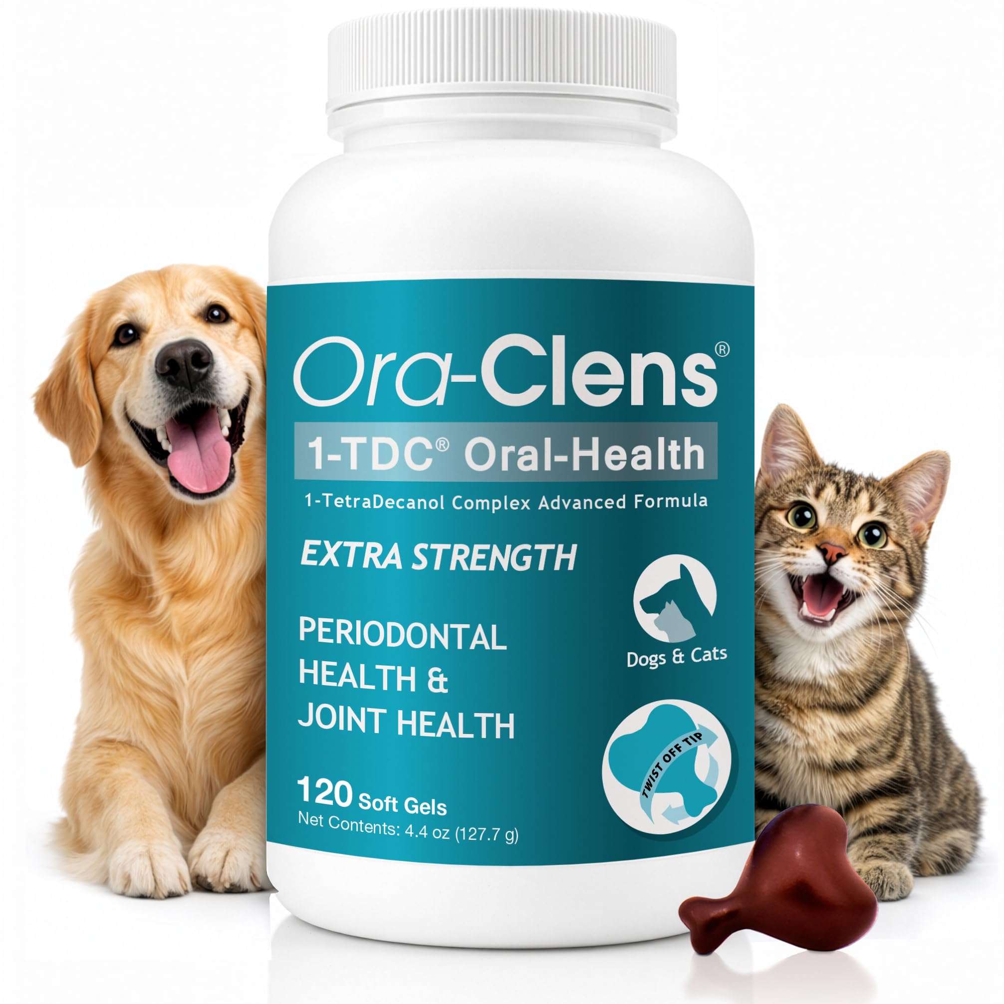1-TDC Periodontal Supplement ES for Dog & Cat, Supports Oral, Hip & Joint Health, Muscle & Stamina Recovery, Skin & Coat Health, 120 Capsules
