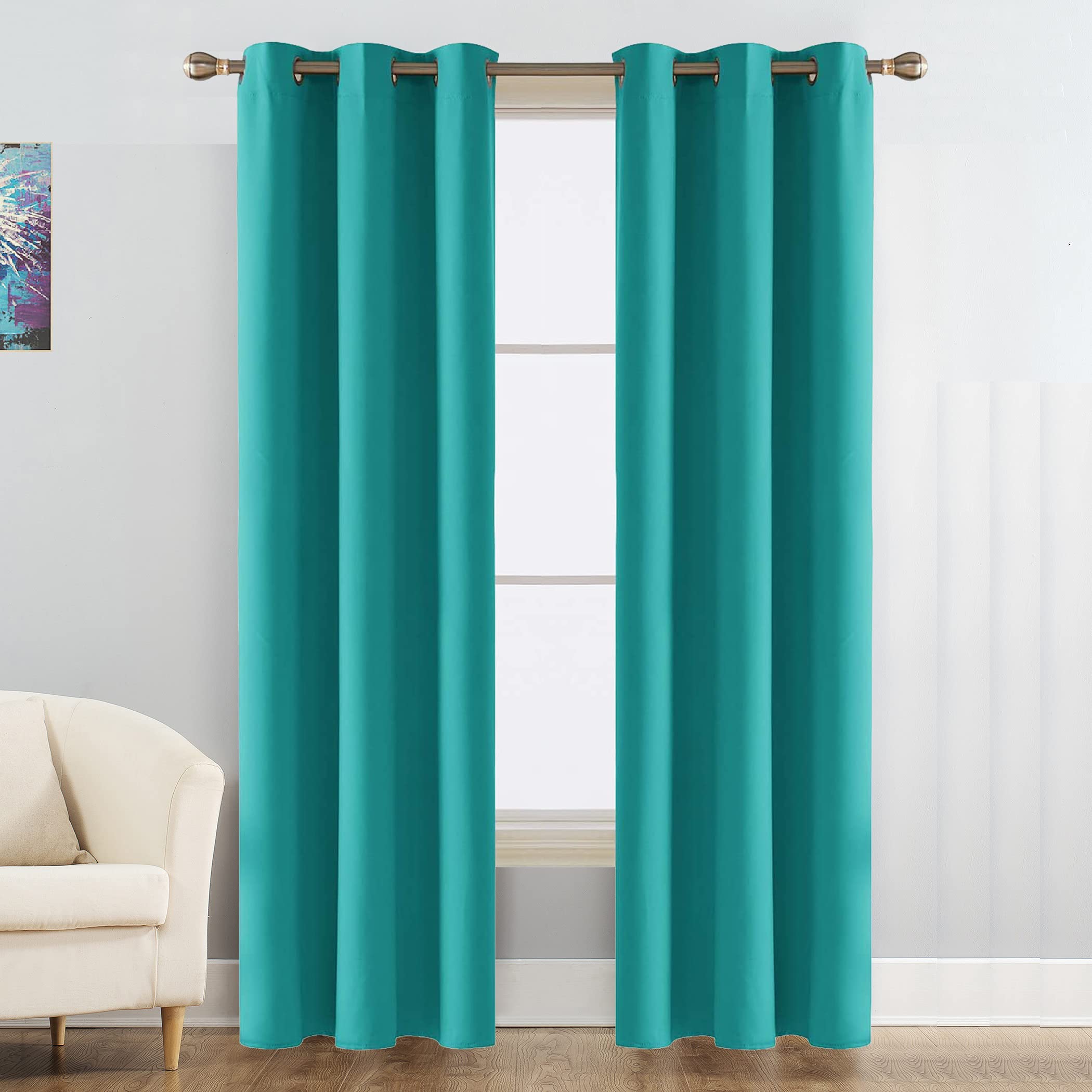 Galaxy Home Decor Faux Silk Solid Room Darkening Thermal Insulated Blackout Curtains for Door (Aqua, 7 Feet) (B094HDWHBD) Amazon Price History, Amazon Price Tracker