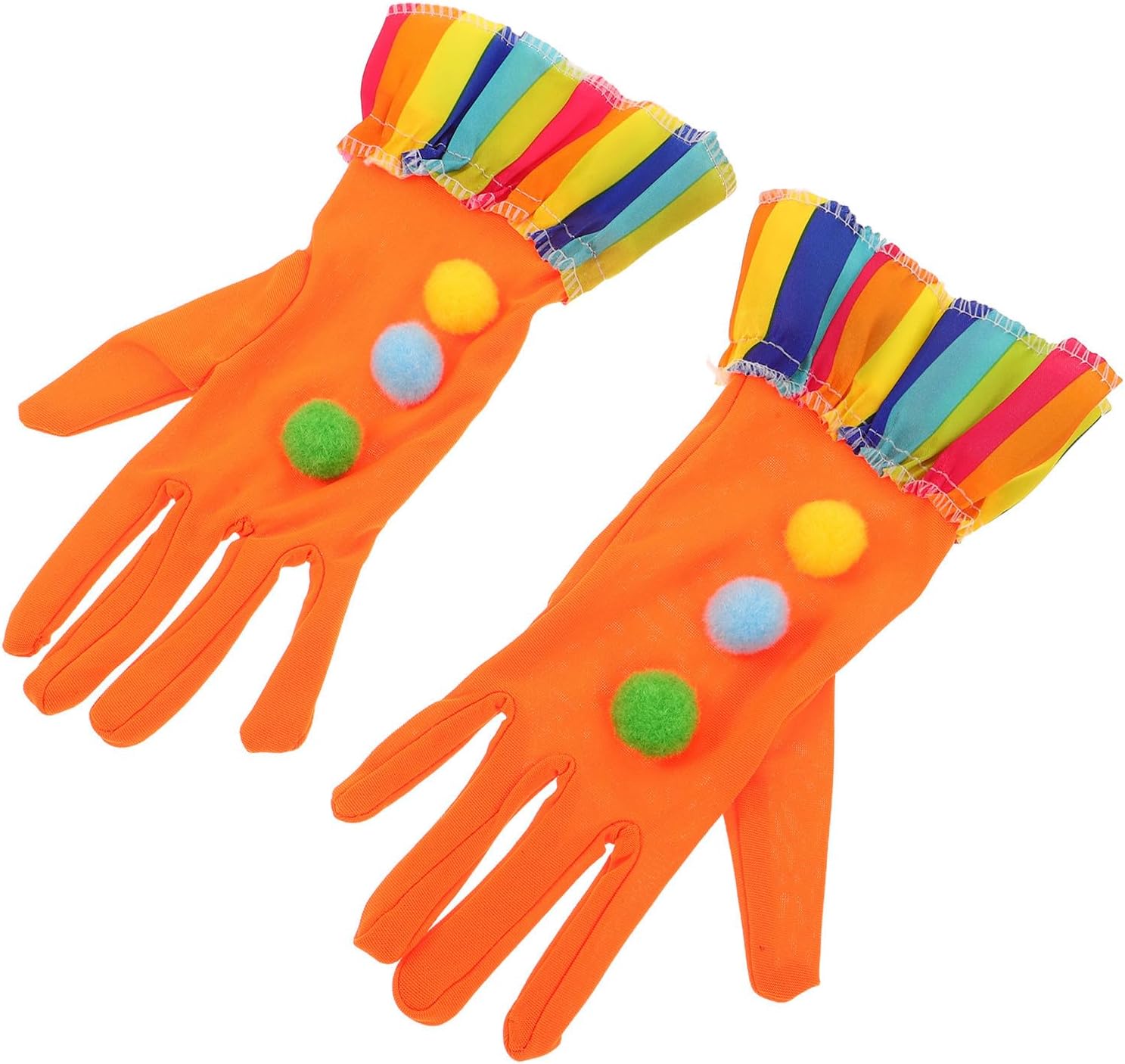 Adult Clown Dress up Gloves 1 Pair Cloth Orange Halloween