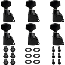 6 Right Hand Guitar Tuning Pegs, Sealed Machine Heads Black