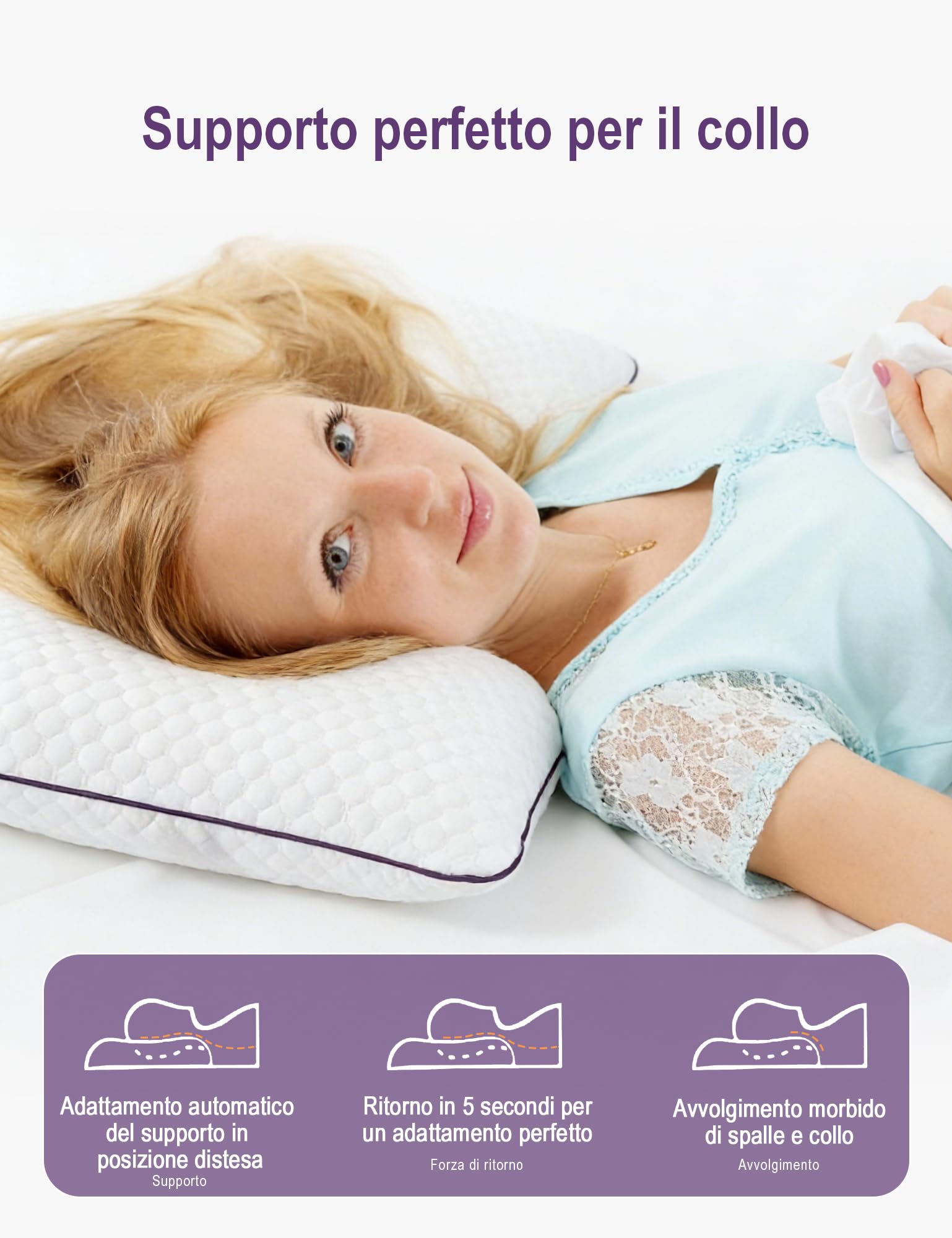 Cuscini 50 × 70 cm Set di 1– Cuscini Ergonomici in Memory Foam | Altezza Regolabile con Cerniera, per Tutte le Posizioni di Sonno e Utilizzo in Ogni Stagione