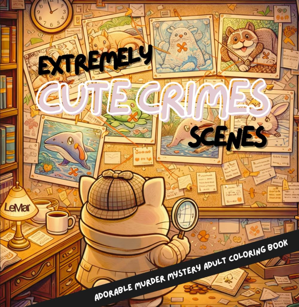Extremely Cute Crimes Scenes: Adorable Murder Mystery Adult Coloring Book
