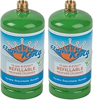 Flame King Refillable 1LB Propane Tanks (2-Pack) - Reusable DOT Compliant 16.4oz Cylinders for Camping, Hiking, Backpacking - Green YSN164-2