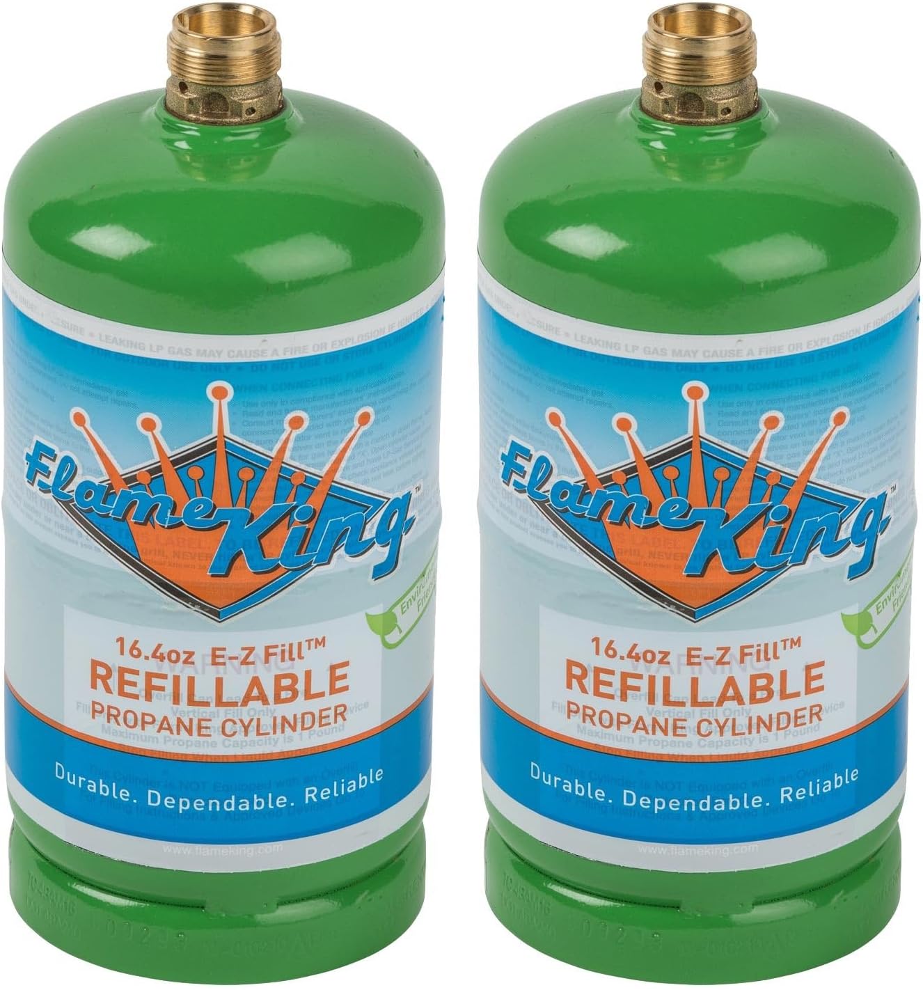Refillable 1LB Empty Propane Cylinder Tank - Reusable - Safe and Legal Refill Option - DOT Compliant-16.4 oz (2-Pack), green (YSN164-2)