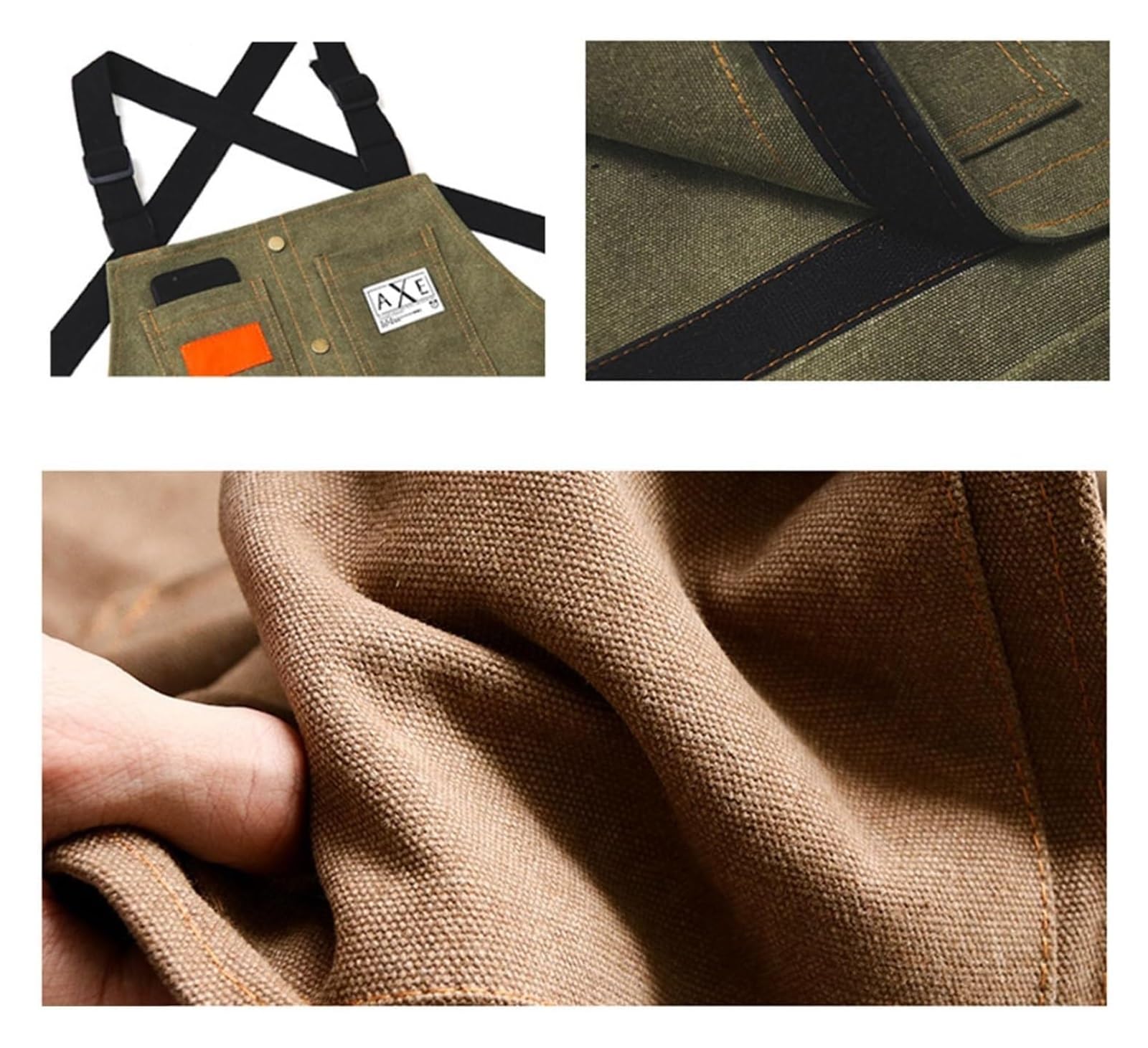 Tool Apron, apron Work tool aprons, Men's Large Pocket, Canvas Cross Back Heavy Duty Adjustable for Gardener Woodworking Outdoor
