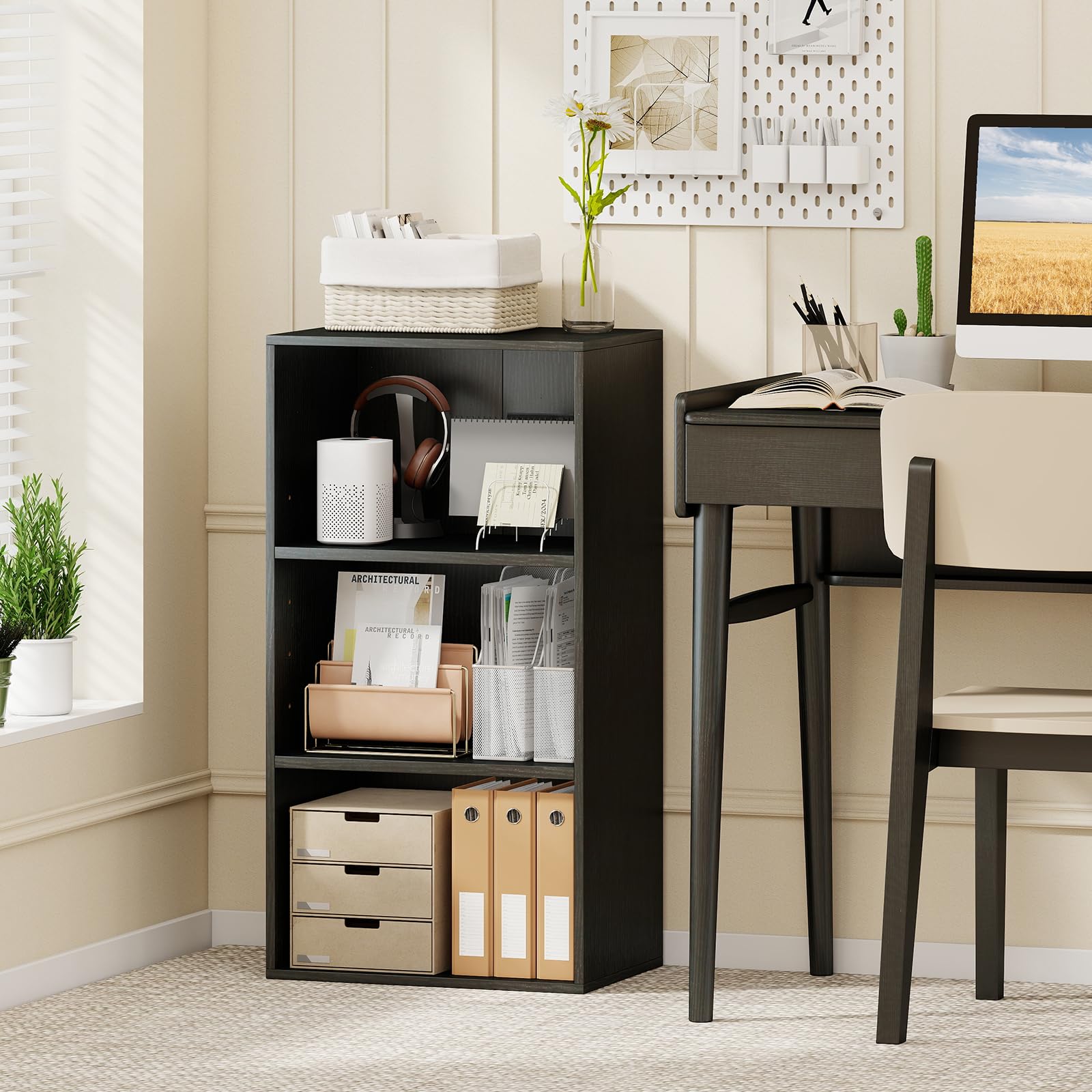 Amazon.com: Giantex 3 Tier Bookshelf, Black Bookcase 3 Shelf, Open