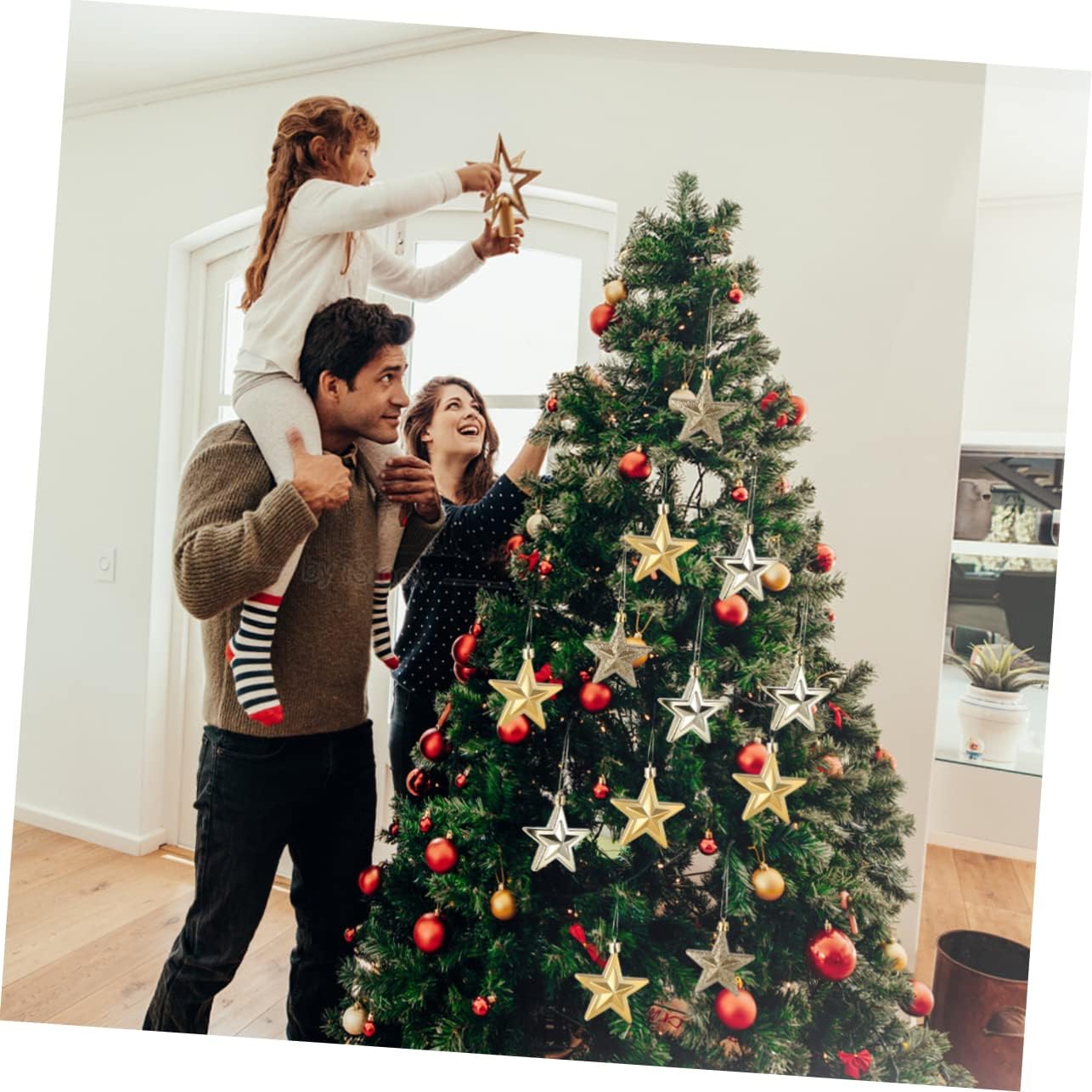 Christmas Tree Star Decor Plastic Five-Pointed Stars 18pcs Xmas