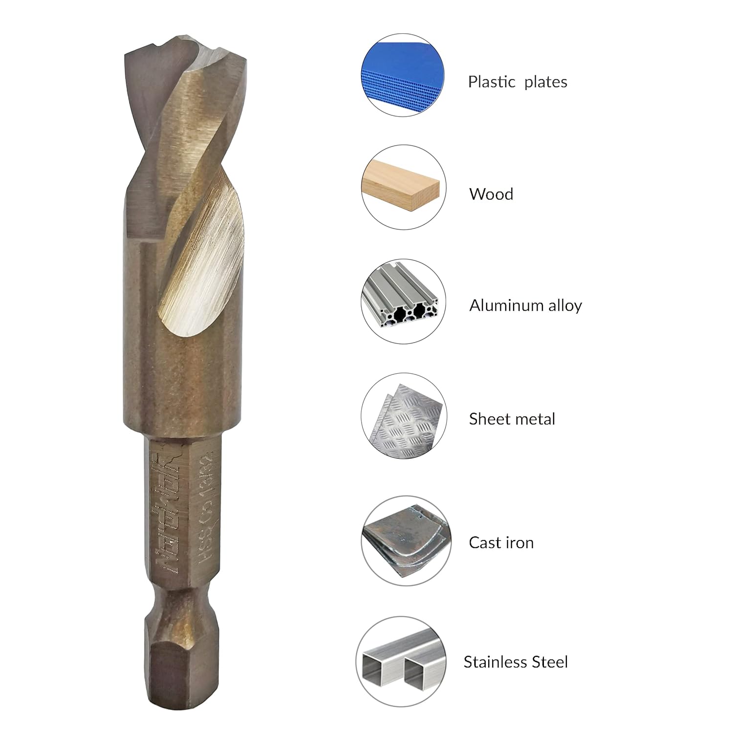 NordWolf 13/32" M35 Cobalt Stubby Drill Bit for Stainless Steel & Hard Metals, with 1/4" Hex Shank for Quick Chucks & Impact Drivers