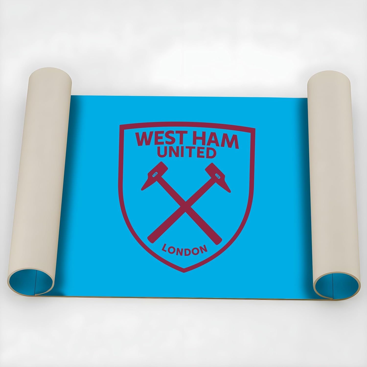 Licensed Décor West Ham United FC - Vinyl Desk Mat - Claret Crest on Blue - 43 x 90 cm
