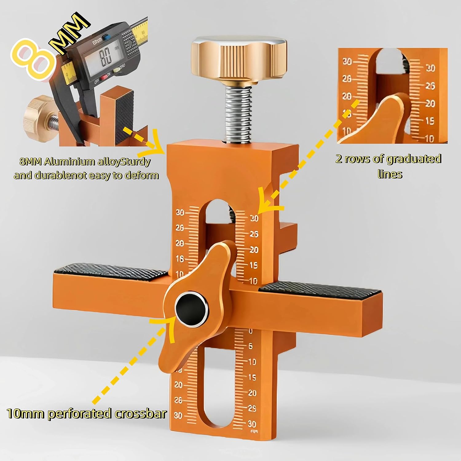 Cabinet Hardware Jig, Cabinet Door Mounting Jig, Adjustable Aluminium Alloy Versatile Cabinet Door Positioning Tool for Most Cabinet Doors