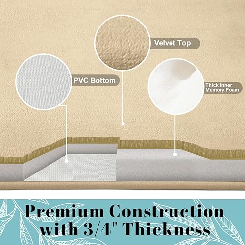 Miniatura 4 de SONORO KATE Tapetes de baño de espuma viscoelástica, suaves y antideslizantes, lavables a máquina, tapetes de baño de terciopelo súper absorbentes,