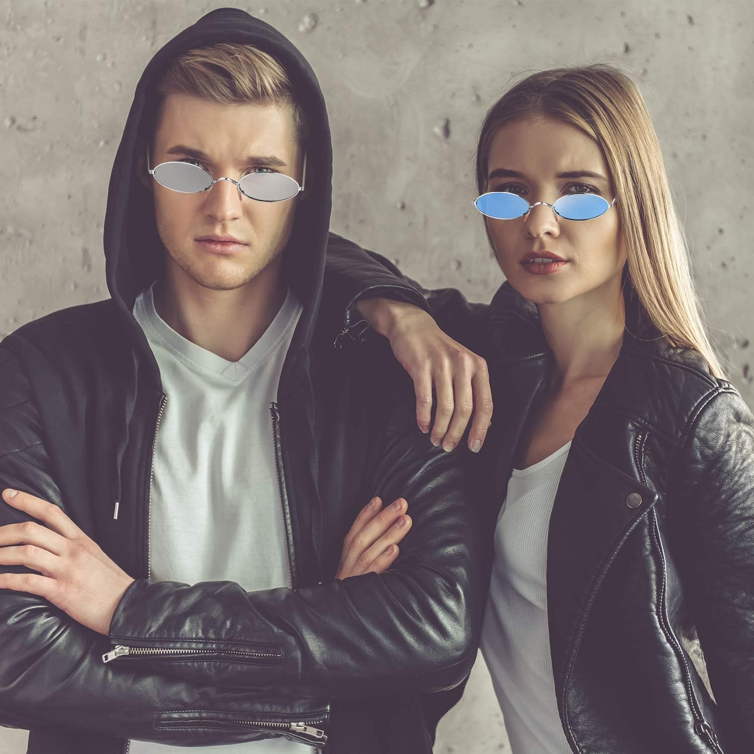 3 Pieces Vintage Oval Sunglasses Retro Slender Metal Frame Oval glasses Small Vintage Sunglasses Candy Colors for Men Woman - Image 7