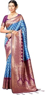 Banarasi Soft Silk Saree for Women with Unstitched Blouse Piece Indian Wear