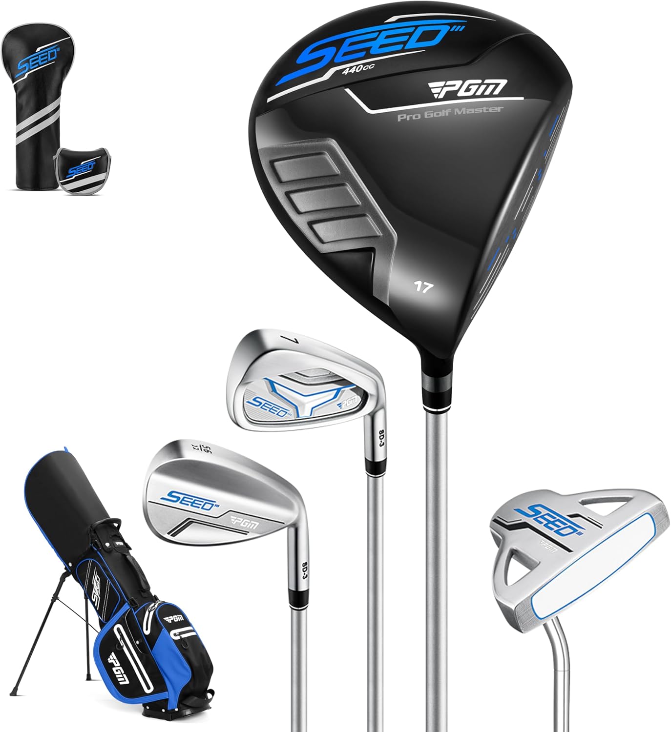 PGM 7 Piece Professional Golf Club Set for Kids Children and 24 Pack 3-Piece Golf Ball