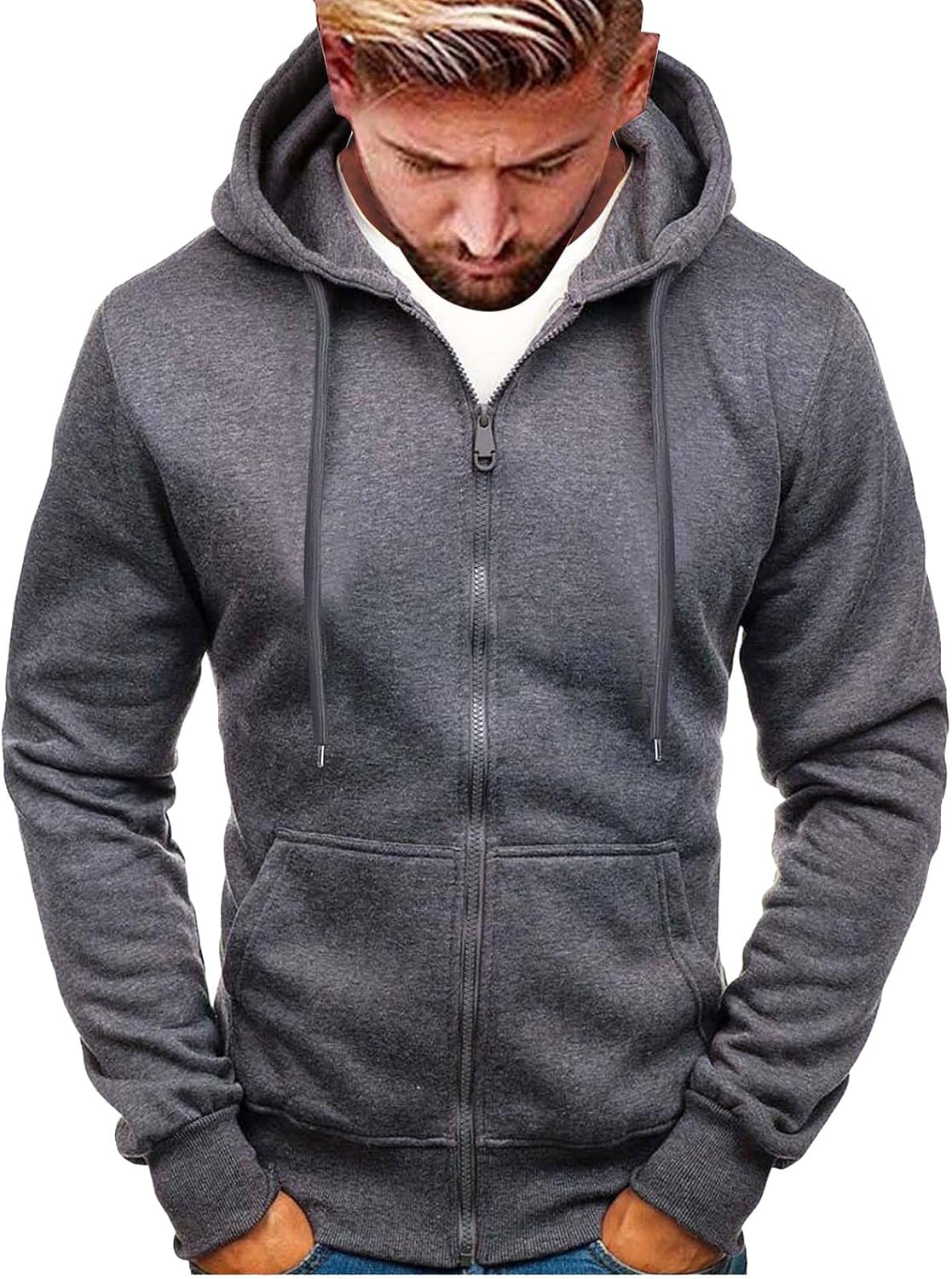 Zipper Hoodies For Men Long Sleeve Fall Winter Hooded Sweatshirts Regular Fit Fashion Loungewear With Pockets For Casual Wear