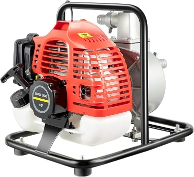 43CC 2HP Gas Gasoline Water Pump, 1In 2-Stroke 2HP Petrol Water Transfer High Pressure Pump with Air-Cooled, Single-Cylinder Portable Water Pump for Irrigation Pool/Landscaping/Home