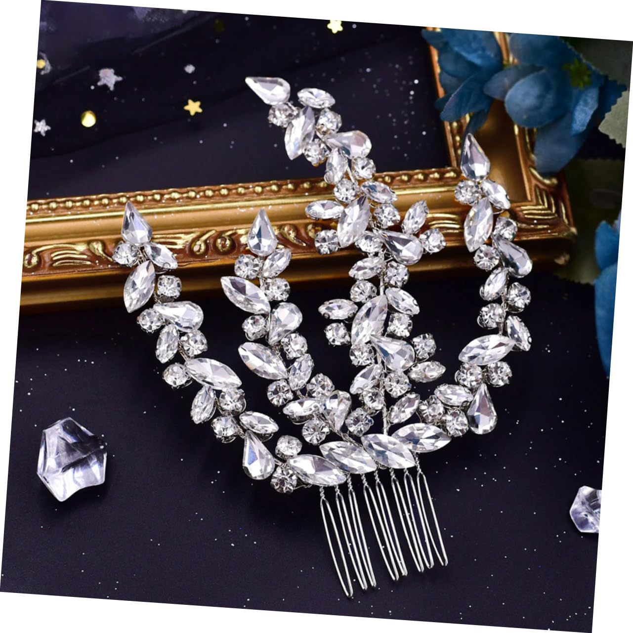 Pettine Laterale Brillanti Argento, Accessorio Chioma Elegante
