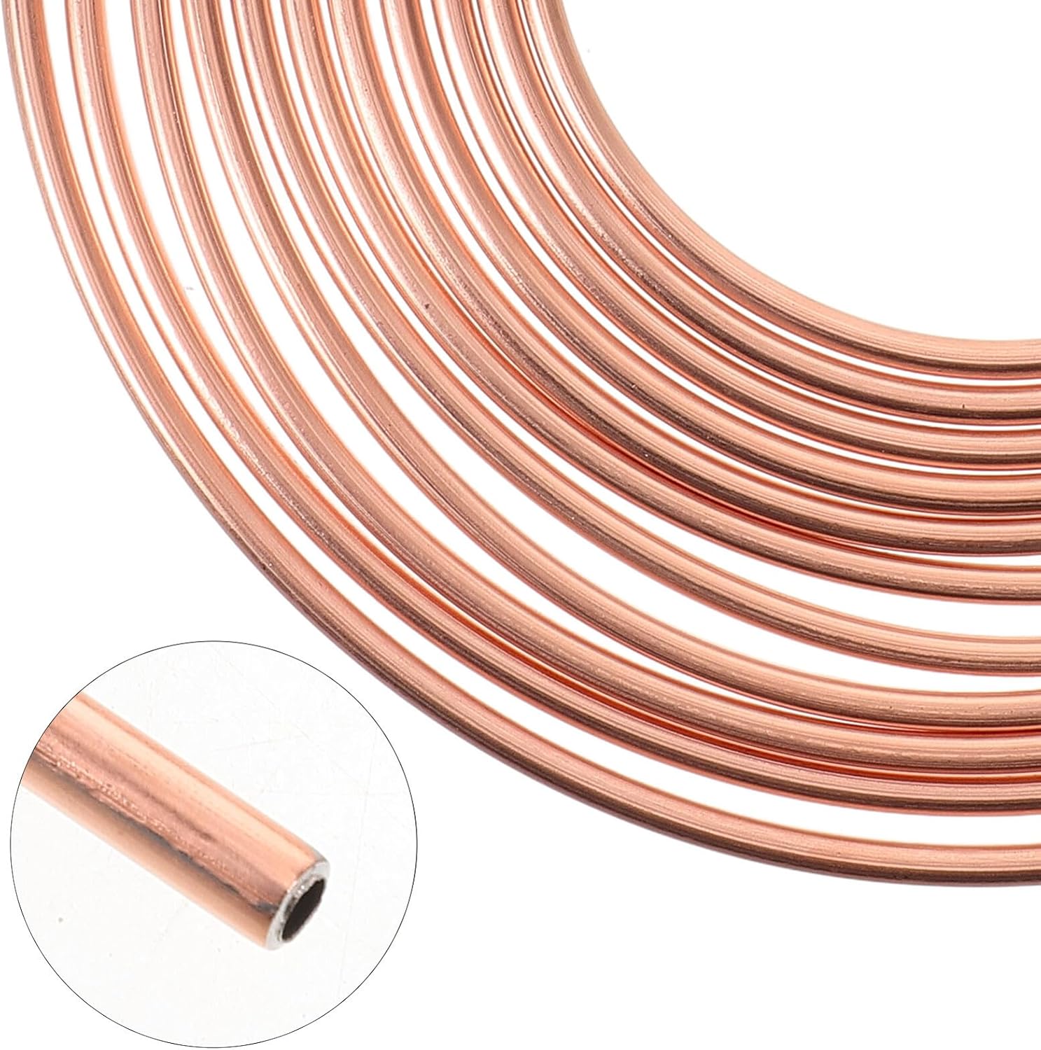 Mikinona Flexible Copper Coated Brake Line Tubing Coil 1/4 Inch X 7.62 Meters with 15 Fittings Automotive Replacement Universal Brake Hydraulic Line Kit