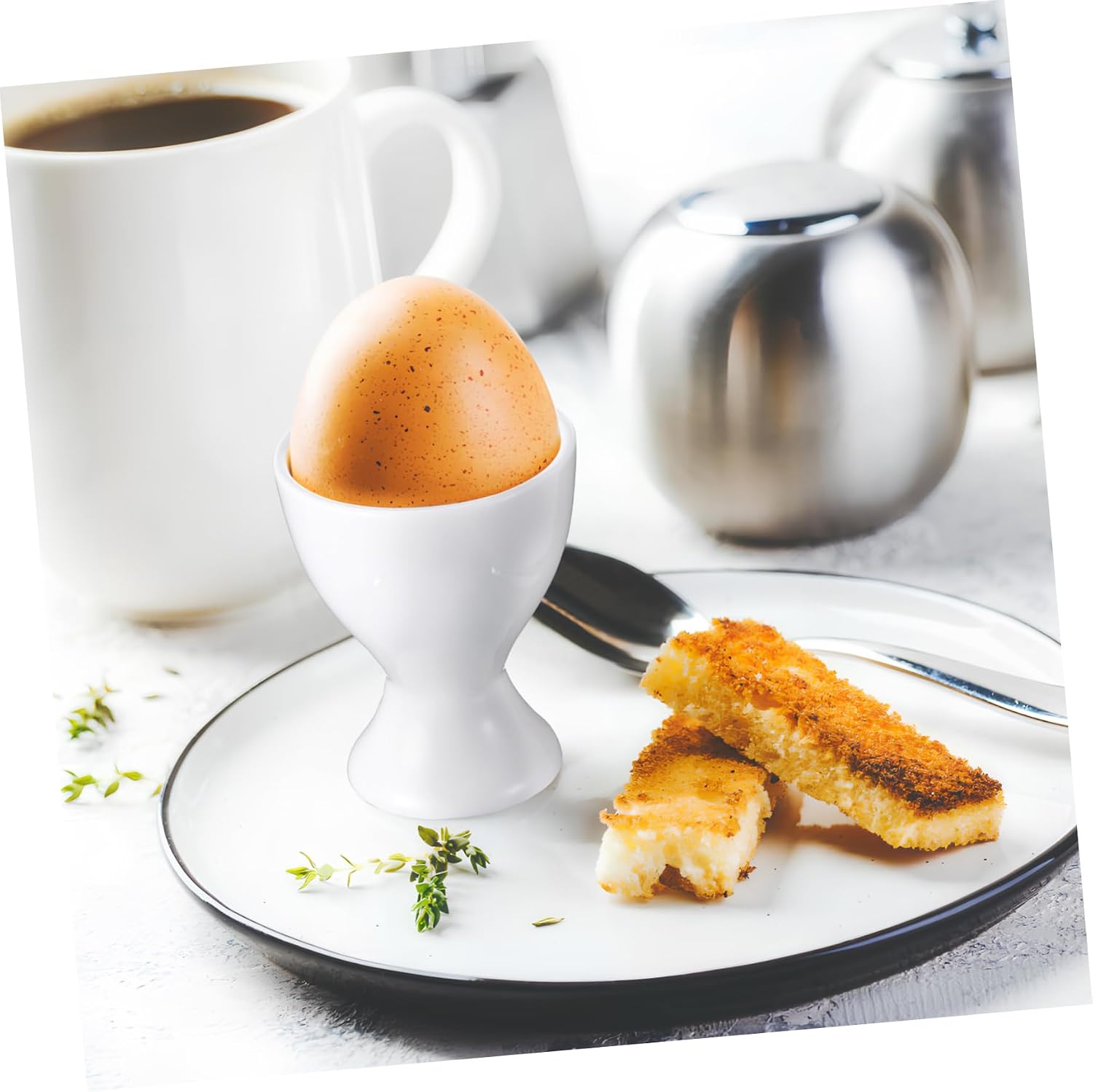 4 Pcs Decorative Ceramic Egg Cups for Hard Boiled Eggs Elegant Kitchen Holders Stylish Dishware for Breakfast and Dining Charming and