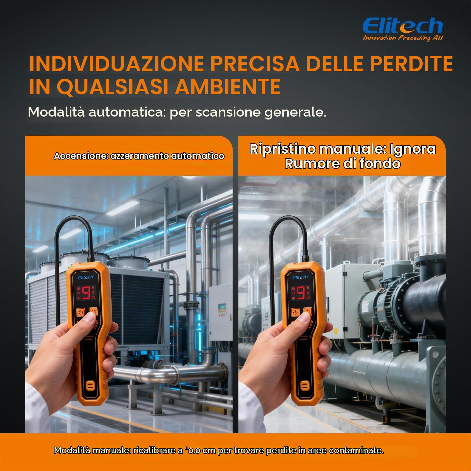 Elitech Rilevatore Perdite Gas Refrigerante Sniffer Cercafughe Freon per R32 R134A R410A R1234YF Compatibile con A2L e Uso Automotive Condizionatori ELD-270