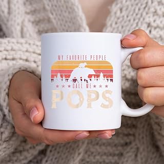 My Favorite People Call Me Pops Men Retro Bear Grandpa BlackMug, Tea Mug, Tea Cup, Coffee Cup