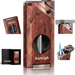 All-in-one Torch Lighter with Cutter, Holder, Windproof Flame, Refillable Butane Jet Flame Lighter, Multifunctional Accessories, Gifts for Men, Cool Lighters for Candle, Outdoor (Without Gas)