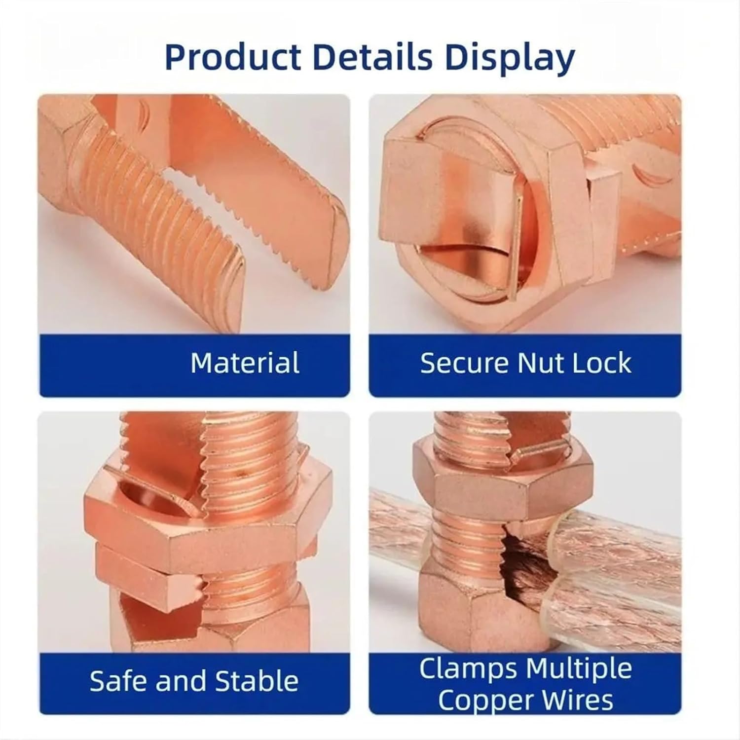 Split Bolt Wire Connector 6pcs Electrical Equipment Split Bolt Connector Sturdy Copper for Electric Fence(TJ-16)