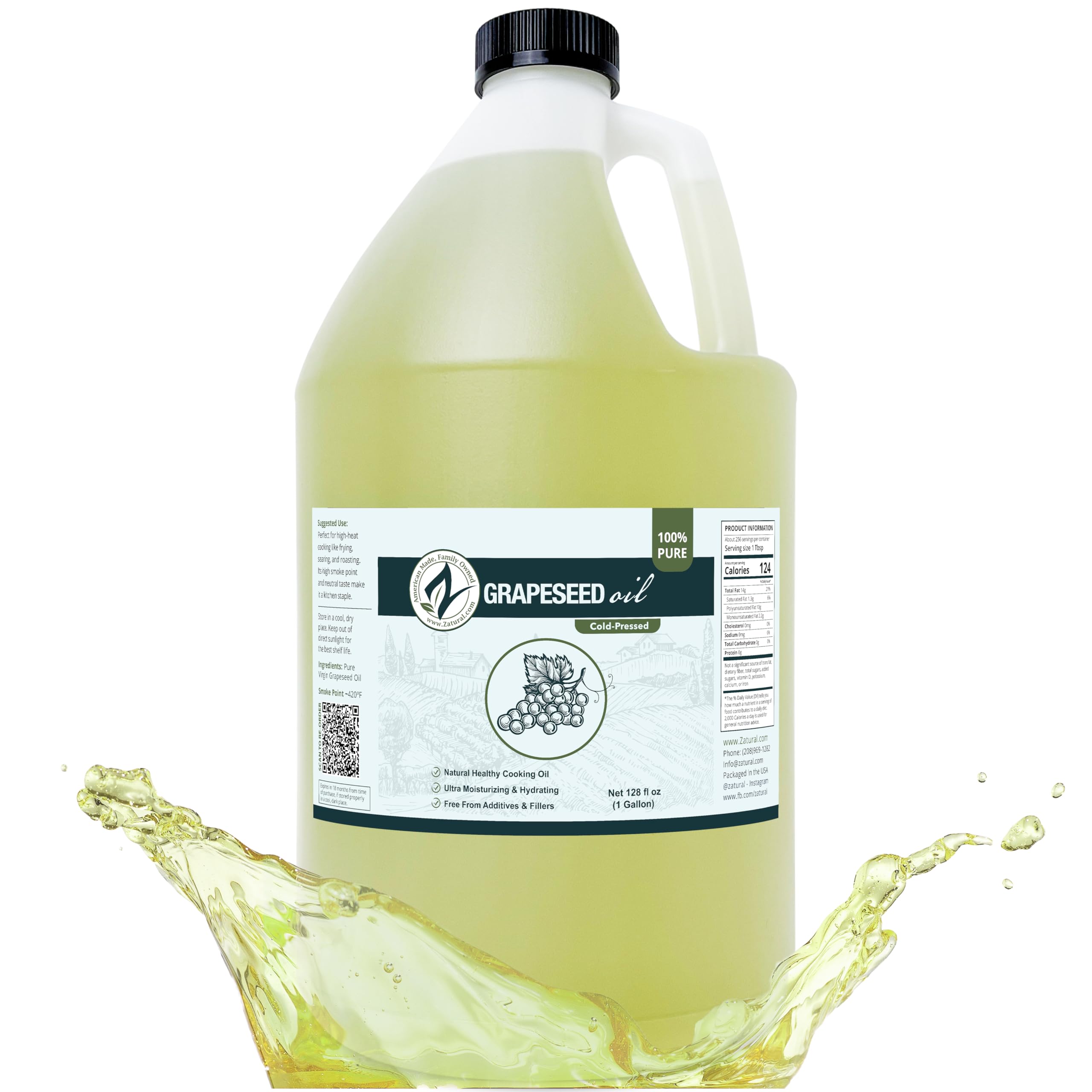Amazon.com: Zatural Grapeseed Oil Naturally Grown 100% Pure Cold