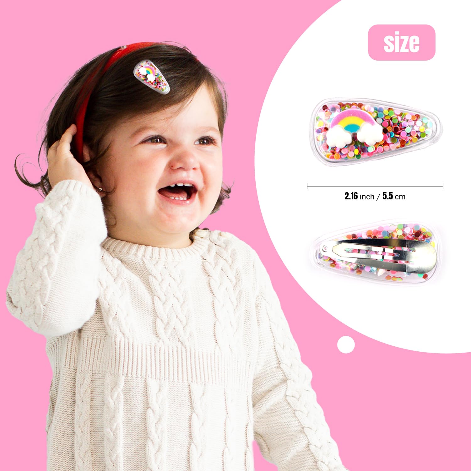 kapimo 8 Pcs Kids Girls Hair Clips Cartoon Glitter Sequin Snap Tic Tac Mix Set for Toddlers Colourful Designs for School Party Daily Use Hair Accessories Pack 1