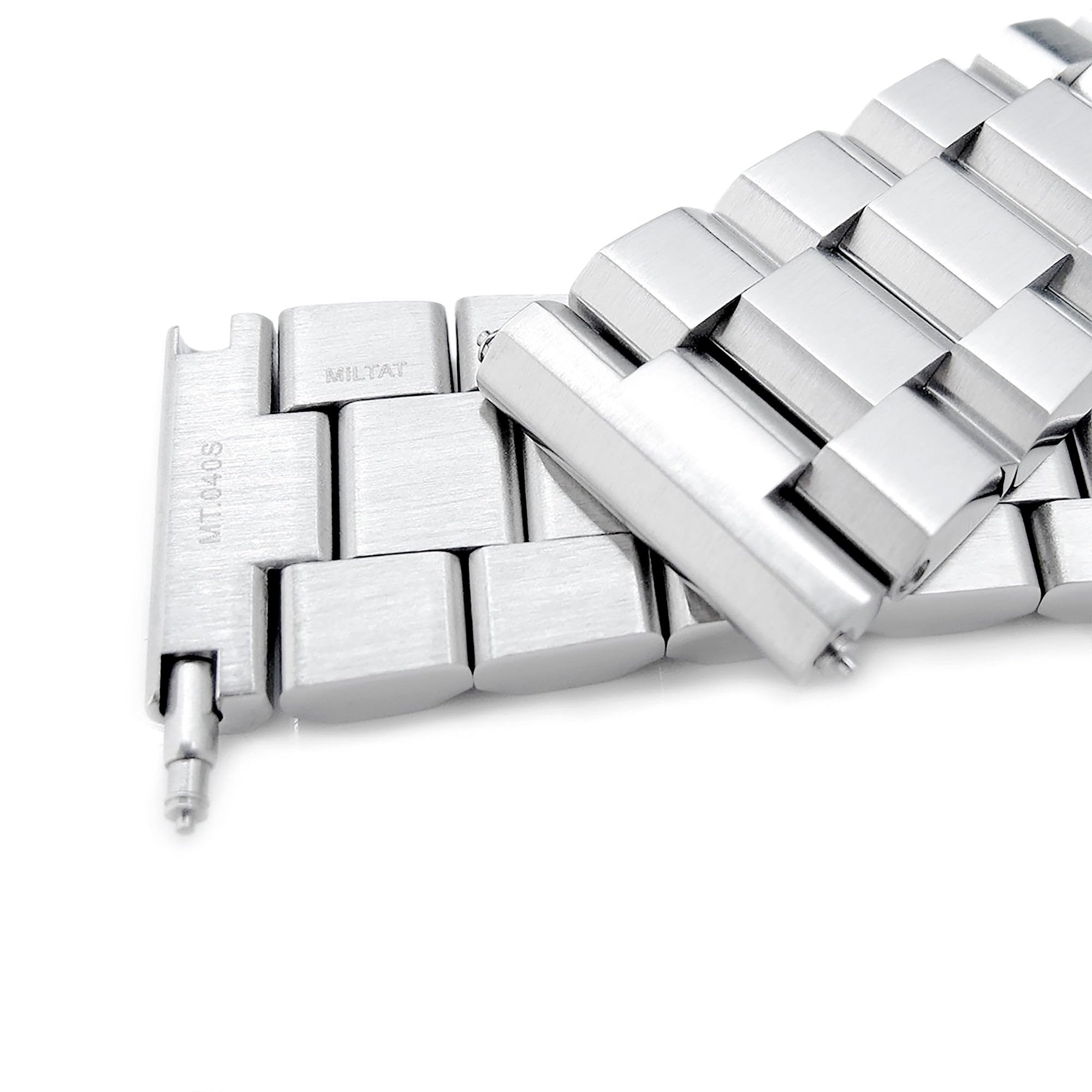 MiLTAT Bracelet de montre Hexad de 22 mm à extrémité droite, fermoir en acier inoxydable 316L brossé