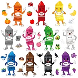 36 Pcs Color Bulletin Board Decorations for Classroom,Color Crayon Posters Cutouts for Classroom Decorations Teaching Supplies with 80 Pcs Glue Point