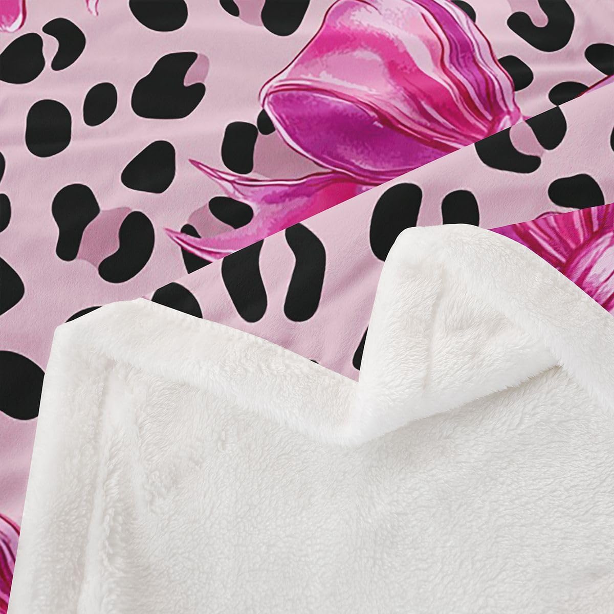 Erosebridal Pink Leopard Print Sherpa Blanket Coquette Bow Fuzzy Plush Throw Y2K Girly Pink Leopard & Bowknot Fleece Blanket for Kids Girls Sweet Wild Y2K Aesthetic Decor for Bed Couch Baby Size