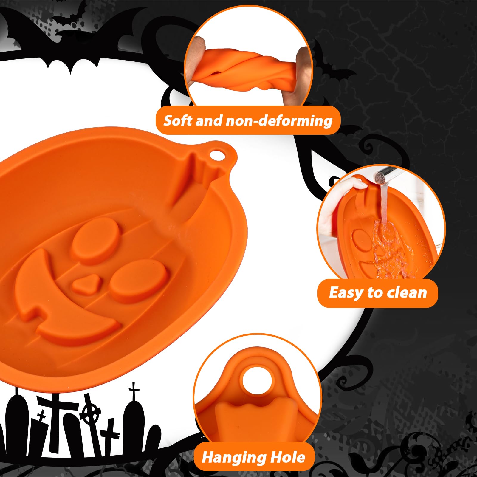Moule à Gâteau Citrouille En Silicone Pour Halloween - 22,4 Cm - Pour Pudding, Cake, Chocolat - Résistant à La Chaleur