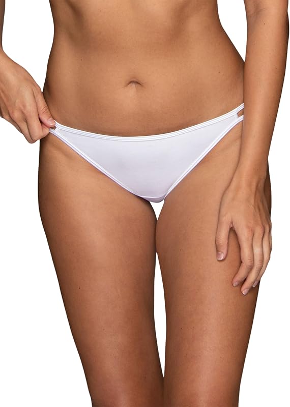Vanity Fair Braguitas de bikini con cordón Illumination para mujer, elástico sedoso y ribete de satén