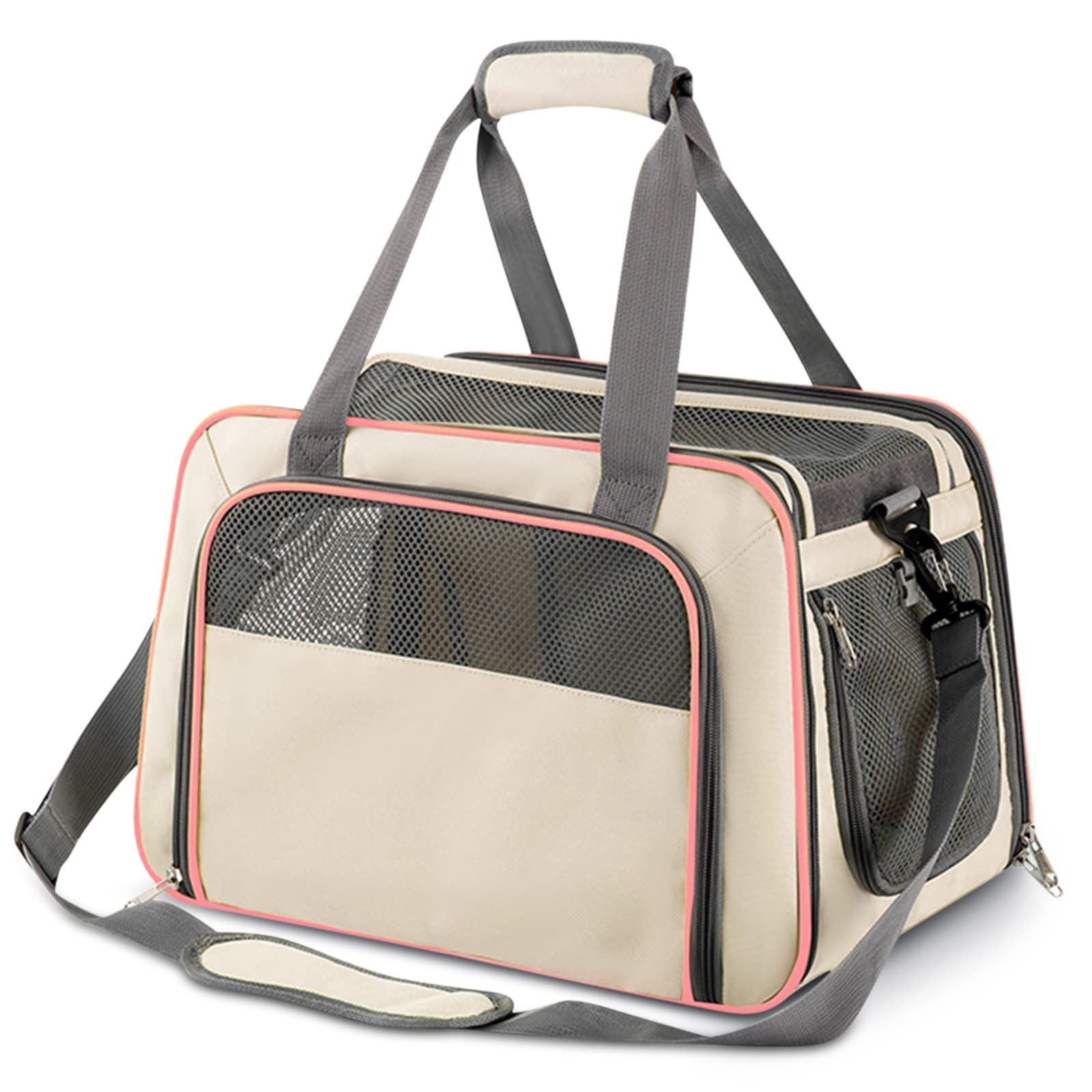 ALLSOPETS Transportin Gato Transportin Perros Cómodo Maletines Portamascotas de Laterales Flexibles Bolso con Alfombrilla Extraíble Bolsa Transporte Plegable para Perros y Gatos Amarillo