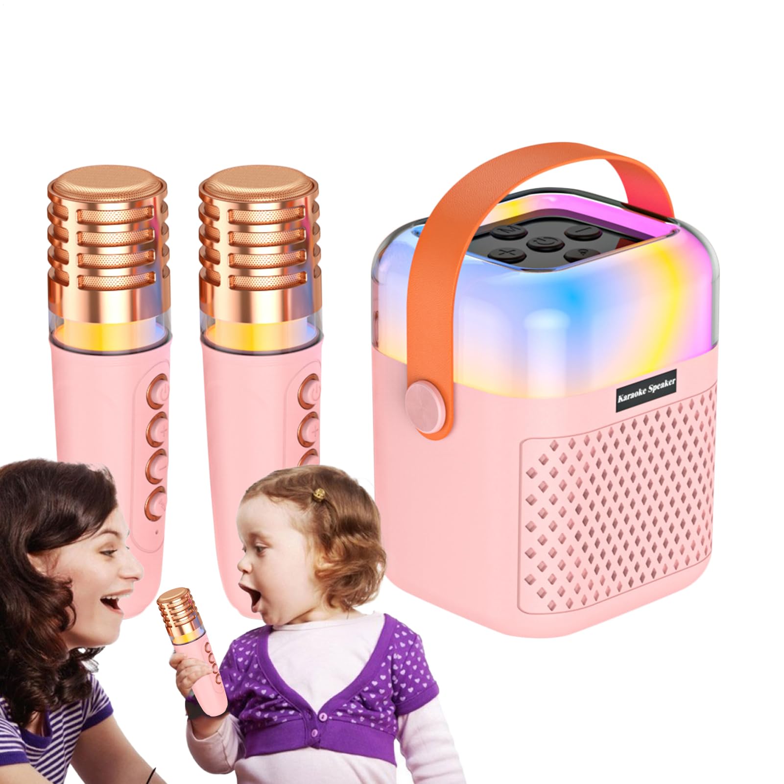 Micrófono Karaoke Portátil Altavoz De Canto Inalámbrico con 2 Micrófonos