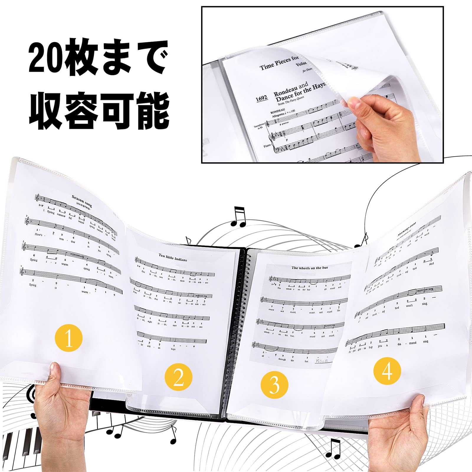 Amazon | AUGSHYO 楽譜ファイル 書き込める 見開き A4サイズ