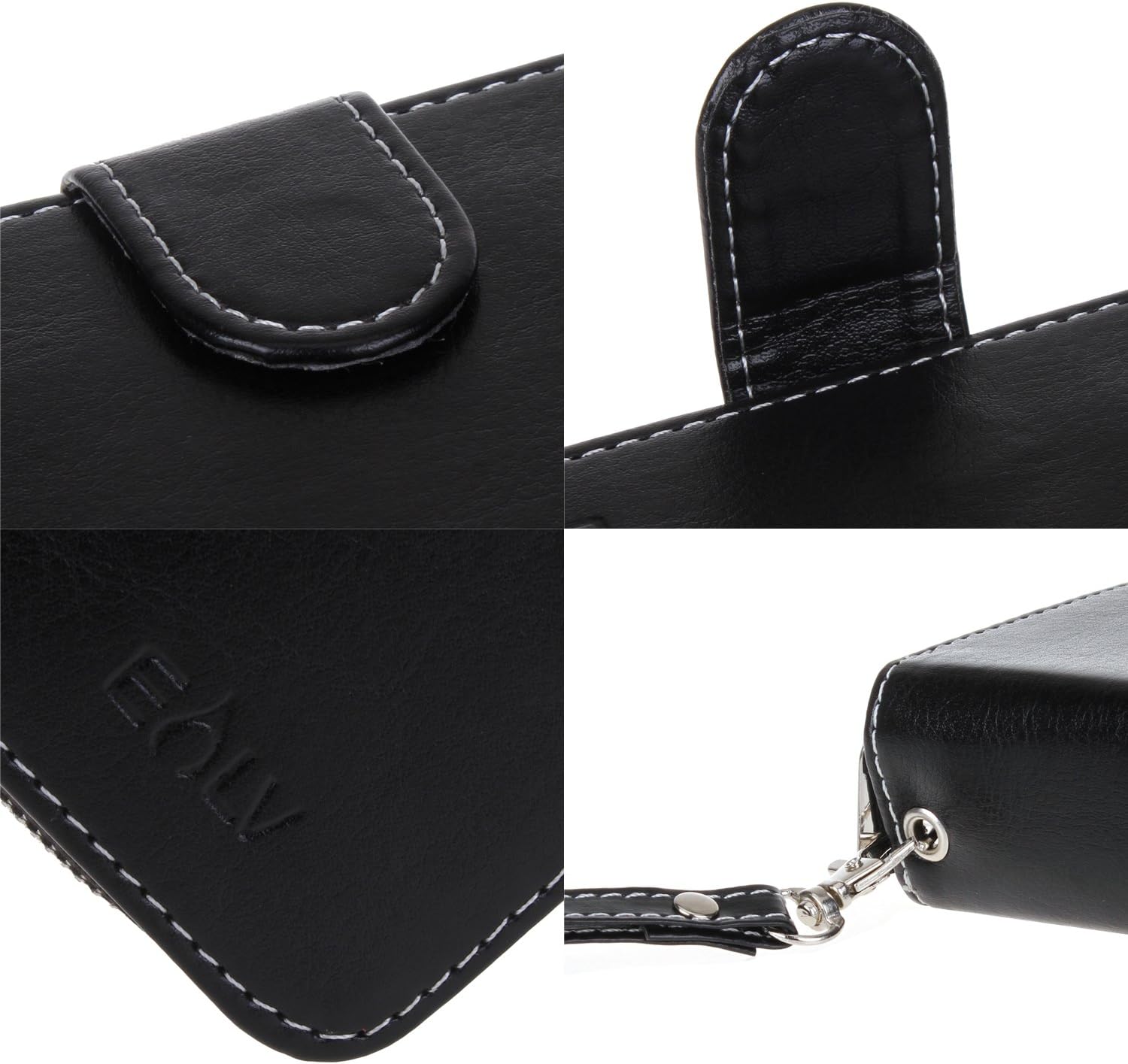 E LV Case for iPhone 6 - PU Leather Wallet Flip Case Cover for iPhone 6 (Compatible with AT&T, T-Mobile, Sprint, Verizon, International Unlocked) with 1 Black Stylus - Purse Black