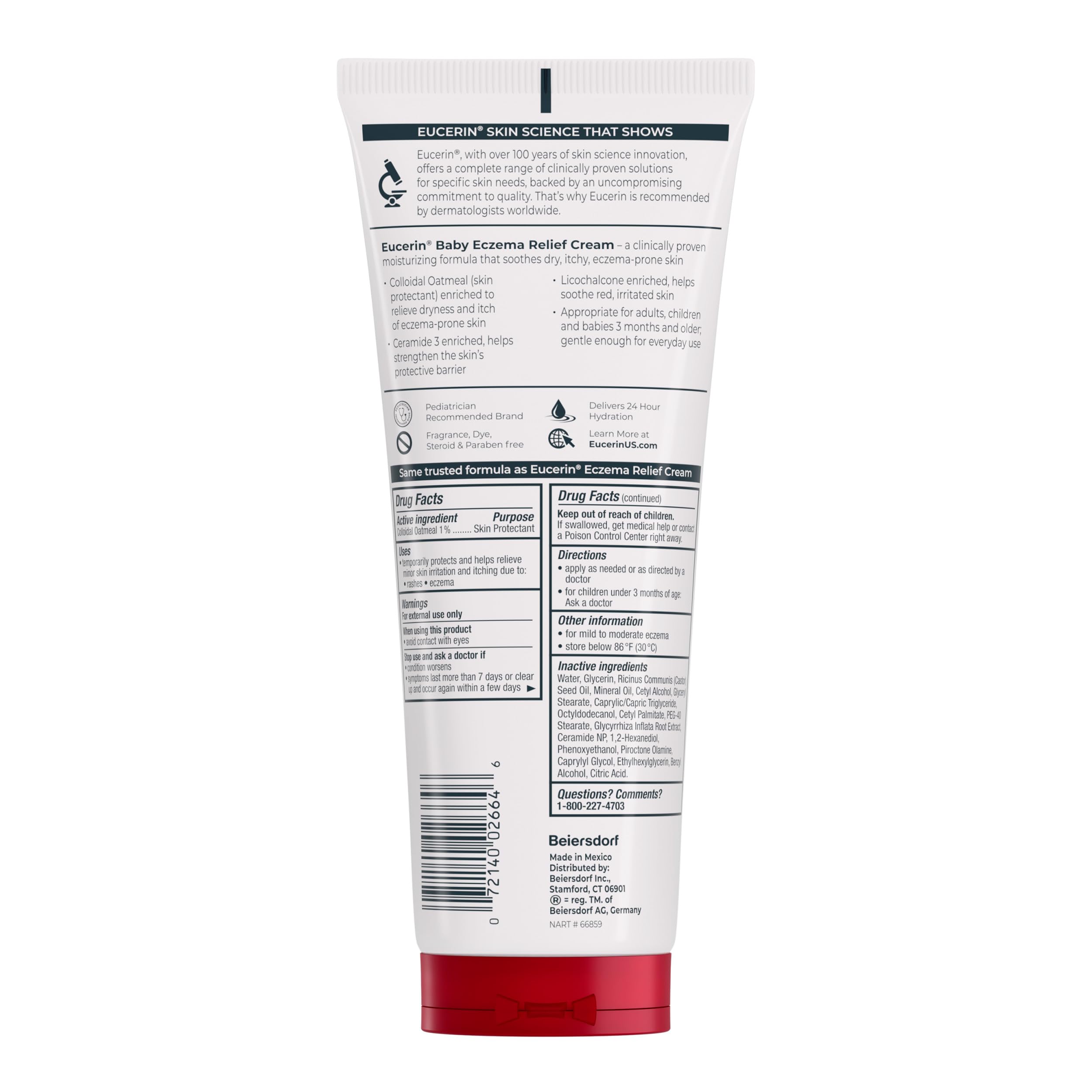 Eucerin Baby Eczema Relief Body Cream - Steroid & Fragrance Free for 3+ Months Of Age - 8 Oz. Tube