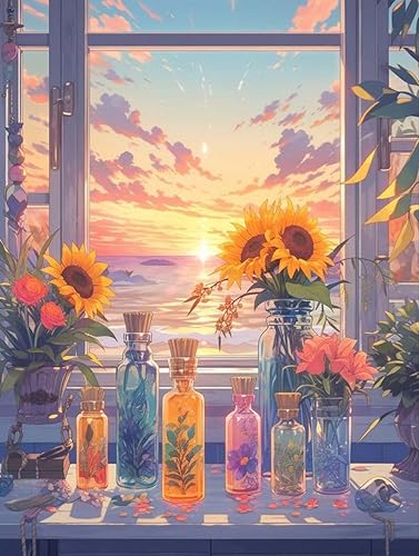 Diamond Painting Kits for Adults Flower Diamond Art Kits for Kids Beginner DIY 5D Full Drill Crystal Rhinestone Arts and Crafts Gem Art Painting