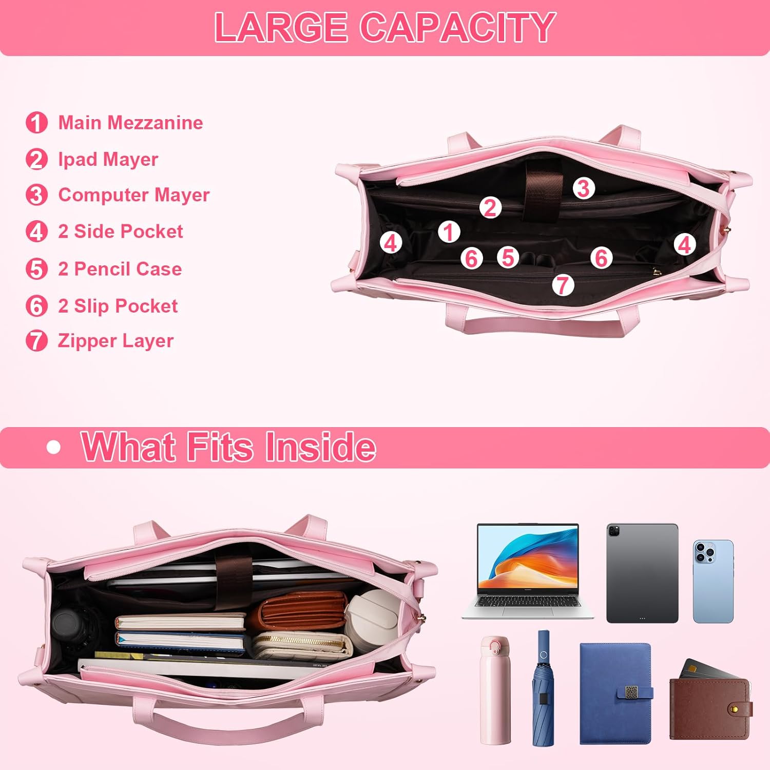 MOSISO Compatible with MacBook Air 15 inch Case 2025-2023 M4 A3241 M3 A3114 M2 A2941, Hard Shell&Bag&Keyboard Cover&Webcam Cover&Screen Film&PU Leather Laptop Tote Bag with Cup Holder, Baby Pink&Pink