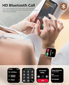 SOUYIE Smart Watches for Women, IP68 Waterproof, Alexa Built-in, 1.83 HD Customizable Display, Heart Rate, Blood Oxygen, Sleep, Weather Updates, Fitness Tracker for Android & iOS, Glod