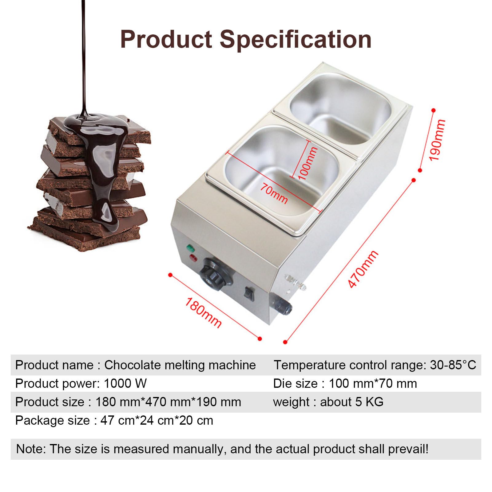 Machine À Fondre Le Chocolat Chaud Électrique, Chauffe-Chocolat Commercial À Température Réglable De 30 À 85 ℃, pour Centre Commercial, Snack Street, avec Kit D'outils De Cuisson