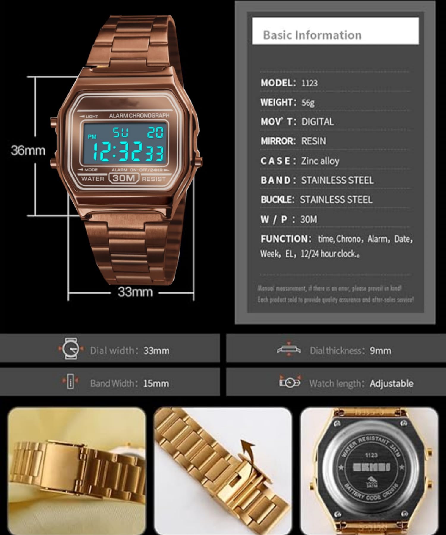 Orologio da polso di lusso di affari 30M impermeabile in acciaio inossidabile orologio sportivo orologio digitale orologio da polso