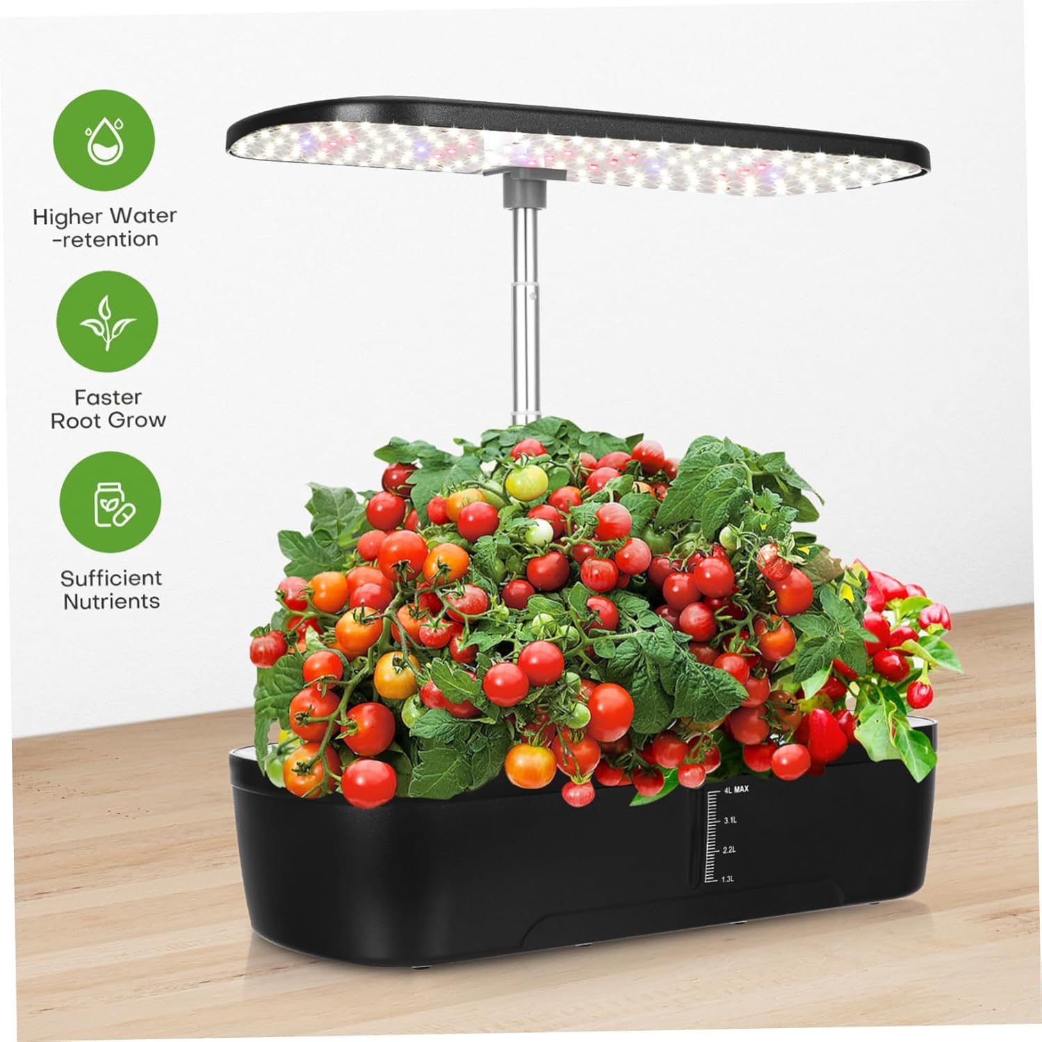 1 Set Indoor Hydroponics Growing System Smart Plant Growing Kit with LED Light for Indoor Gardening Space Saving Design Complete Accessories for Home Vegetable Cultivation