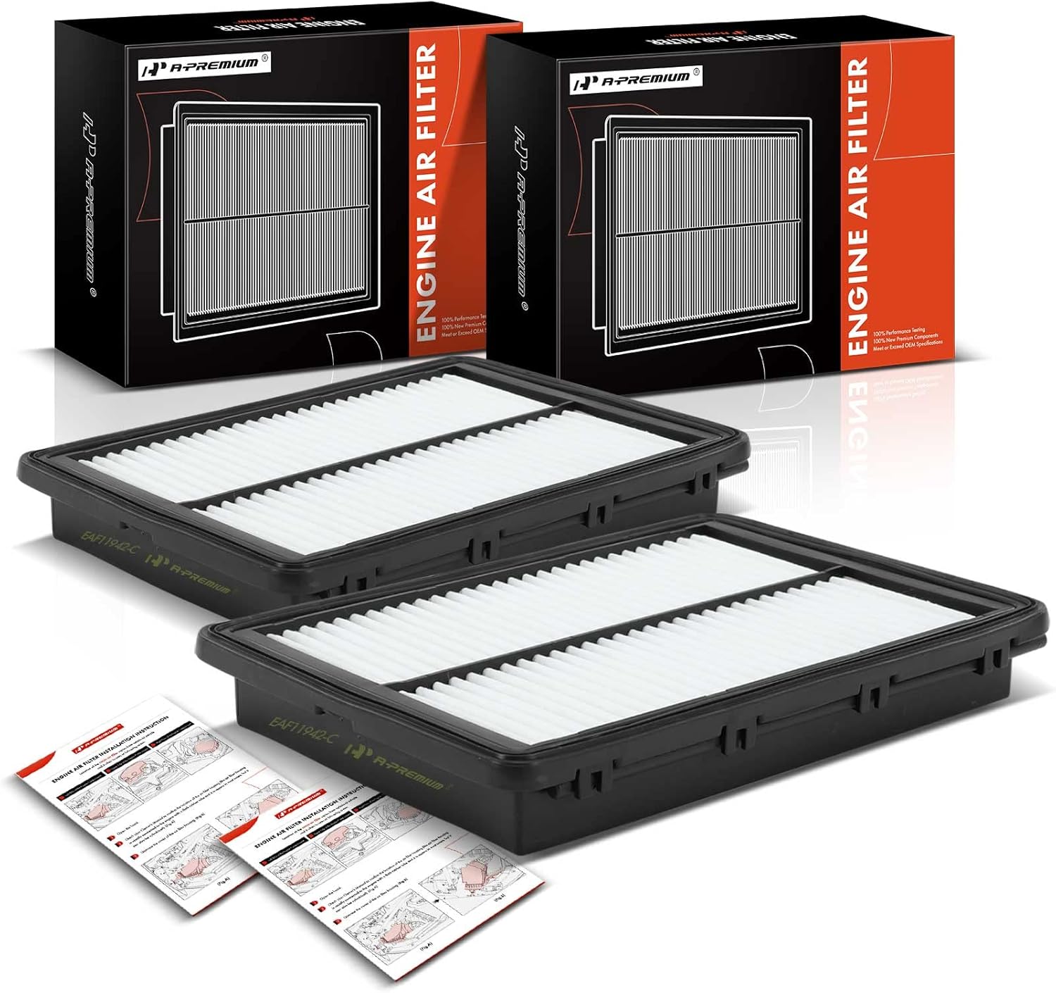 A-Premium 2-PC Engine Air Filter Compatible with Hyundai Sonata 2015-2019 & Kia Optima 2016-2020, 2.0L 2.4L, Rigid Panel, Replace# 28113C3100