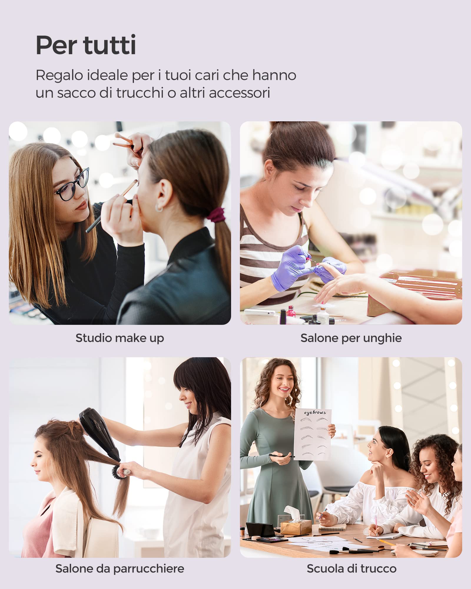 SONGMICS Trolley per cosmetici, Valigia Porta Trucchi, Trolley Make Up, 2 Cassetti, Grande, Ruote Girevoli a 360°, Beauty Case da Viaggio, per Truccatori, Idea Regalo