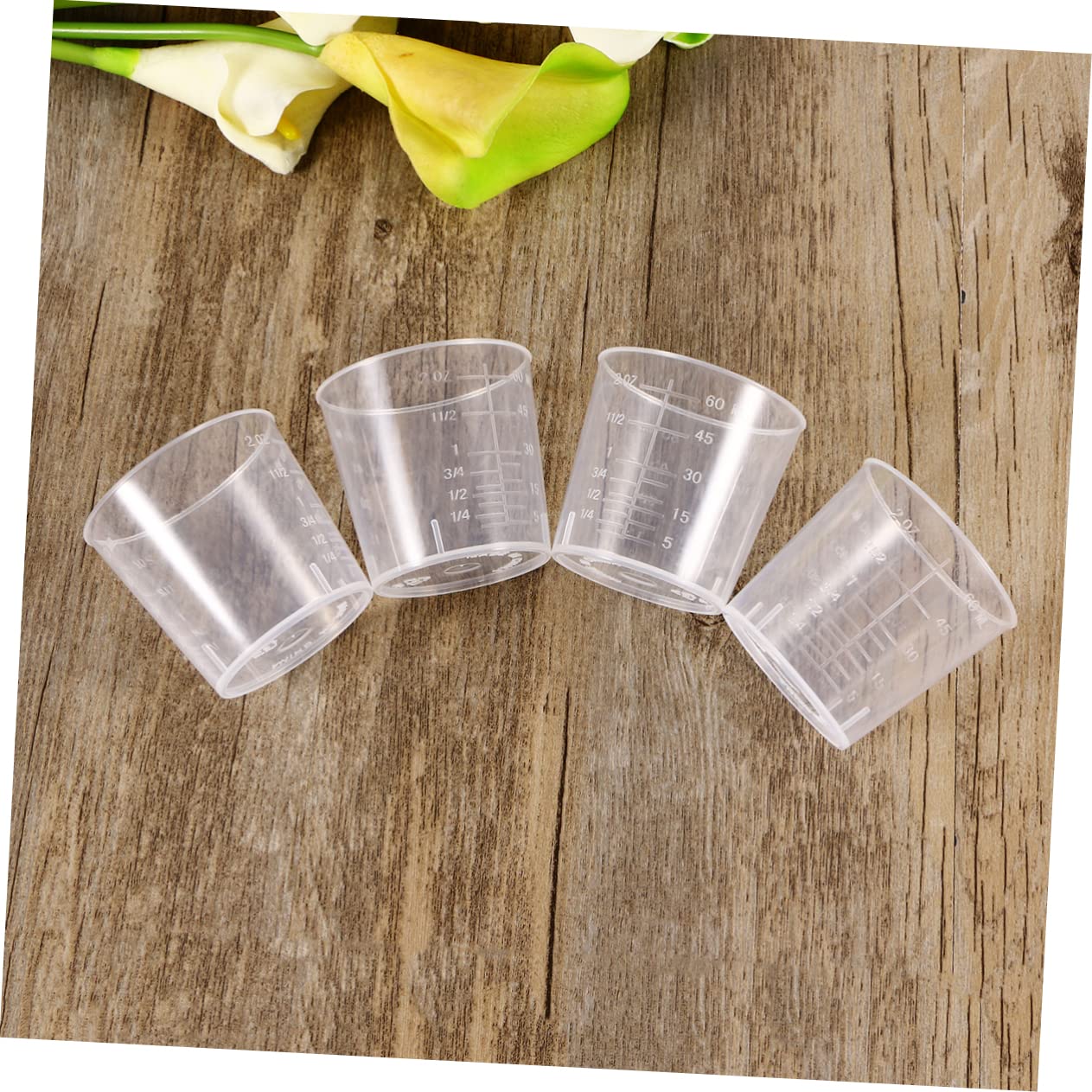 Unomor 2 Pcs 60ml Plastic Graduation Beakers Liquid Measuring Cup Set Fine Graduations for Lab Kitchen Cooking