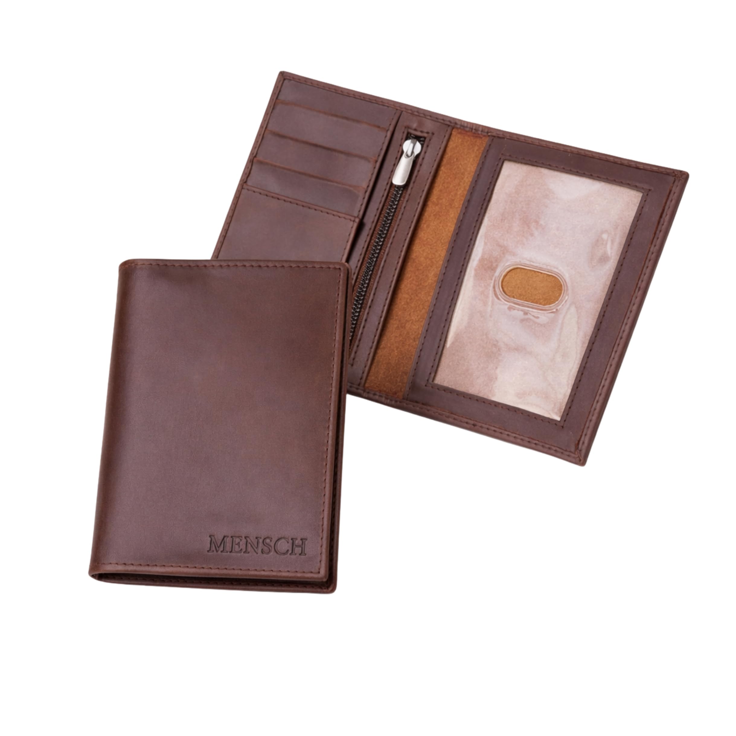 Leather Passport, RFID Blocking, Passport Slot, 4 Card Slots, 1 Slip Pocket, Zipper Coin Pocket, Slim and Lightweight, Perfect for Unisex (Dark Brown)-image-49