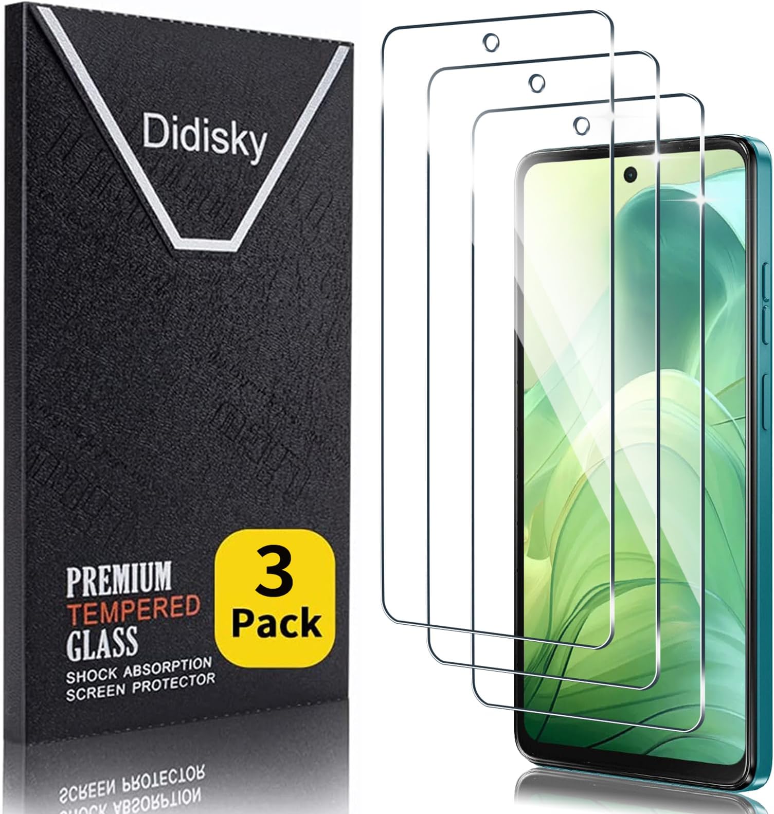 Didisky 3 Pack Tempered Glass Screen Protector for Motorola Moto E14/G04S/G04,Scratch-Resistant, 9H Hardness, No Bubbles, High Definition Screen Protector, Easy to Use